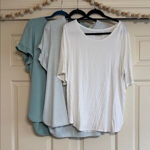 Cupio Women's Short Sleeve Tops - White, Light Blue, Aqua